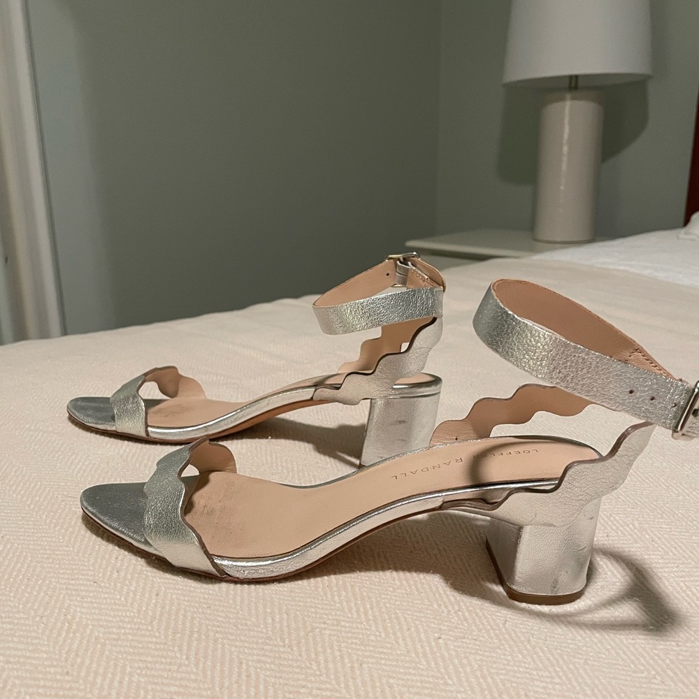 Loeffler Randall Emi Scallop Strap Sandal Metallic Size 7.5